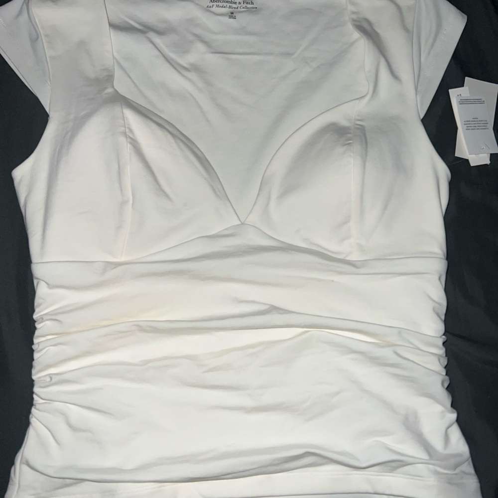 White Structured Bust Ruched Tank Top